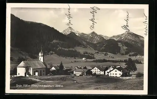 AK Gran, Ortspartie mit Kirche und Geishorn