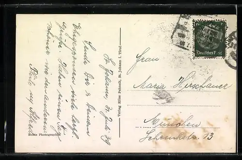 AK St. Johann, Strassenpartie mit Gasthof und Kirche