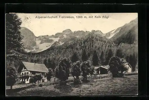 AK Telfes, Alpengasthaus Frohneben mit Kalk-Rögl