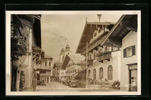 AK St. Johann, Speckbacherstrasse mit Gasthof Post