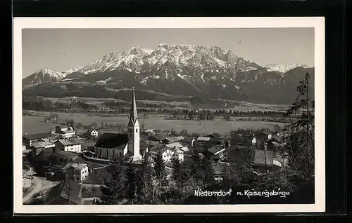 AK Niederndorf am Inn, Ortsansicht mit Kaisergebirge