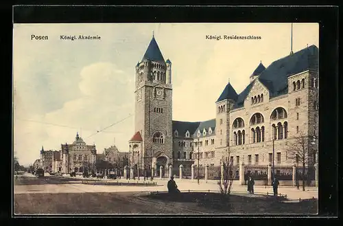 AK Posen, Königliche Akademie und Residenzschloss, Strassenbahn