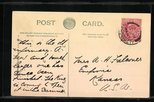 AK Manchester, Royal Infirmary, Strassenbahn