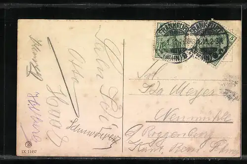 AK Frankfurt a. M., Kaiserstrasse mit Springbrunnen und Strassenbahn