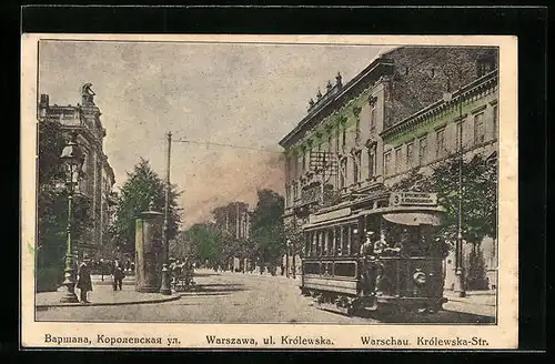AK Warschau, Strassenbahn auf der Krolewska-Strasse