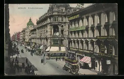 AK Berlin, Strassenbahnen auf der Friedrichstrasse