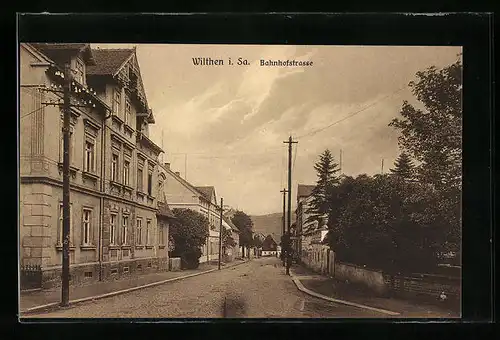 AK Wilthen i. Sa., Strassenpartie der Bahnhofstrasse