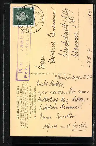 AK Waabs, Glockeneinholung und Goldene Konfirmation 1929 /1930