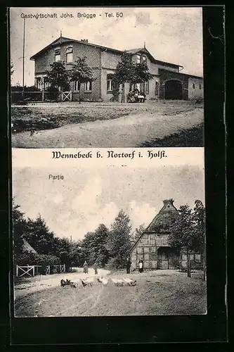 AK Wennebeck i. Holst., Gasthaus von Johs. Brügge, Strassenpartie