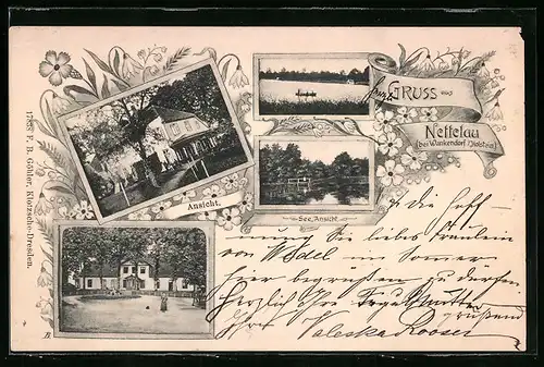 AK Nettelau bei Wankendorf, Gebäudeansicht, See-Ansicht, Uferpartie