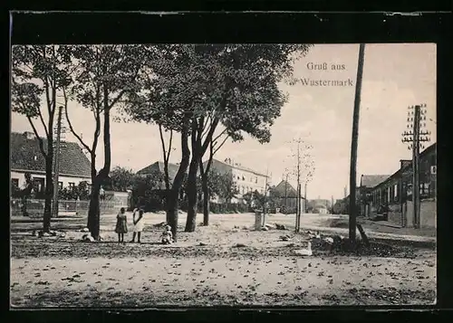 AK Wustermark, Ortspartie mit Kindern