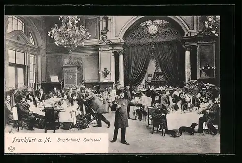AK Frankfurt a. M., Innenansicht des Speisesaals im Hauptbahnhof