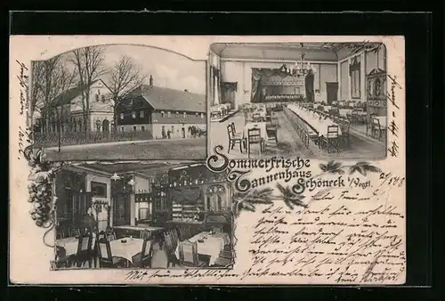 AK Schöneck i. V., Gasthof Tannenhaus mit Innenansichten