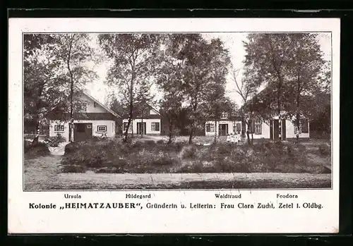 AK Zetel i. Oldbg., Hotel-Kolonie Heimatzauber mit den Dependancen Ursula, Hildegard, Waldtraud und Feodora