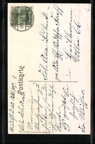 Lithographie National-Denkmal auf dem Niederwald