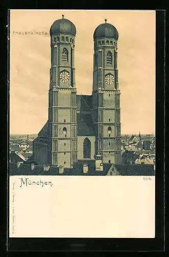 Lithographie München, Ansicht der Frauenkirche