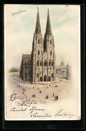 Lithographie Köln a. Rh., Totalansicht vom Dom