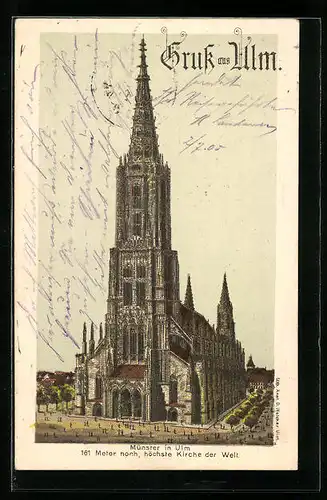 Lithographie Ulm, Darstellung vom Münster
