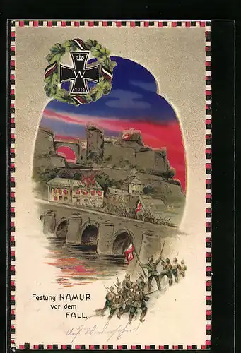 Lithographie Namur, Festung vor dem Fall
