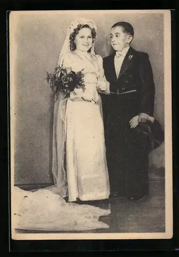 AK Hochzeitsbild mit Liliputaner-Paar