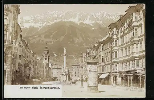 Foto-AK Fritz Gratl: Innsbruck, Maria Theresienstrasse mit Bergpanorama