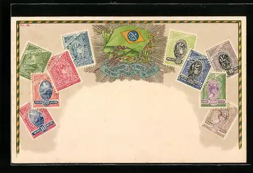 Lithographie Briefmarken Brasiliens, Nationalfahne