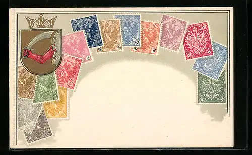 Präge-AK Briefmarken Bosnien-Herzegowina, Wappen