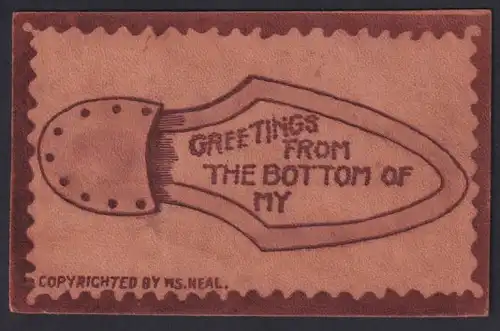 Leder-AK Greetings from the Bottom of my Shoe, Schuhsohle