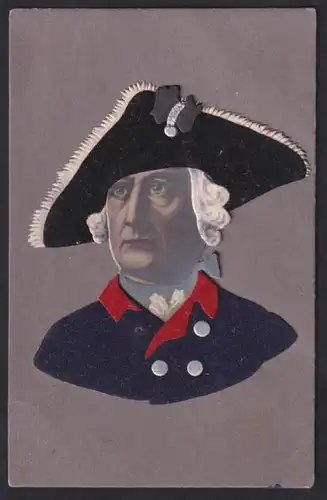 Filz-AK König Friedrich II. (der Grosse) mit Dreispitz aus Filz