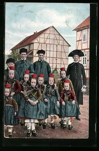 AK Hessische Kinder und Männer in Trachten