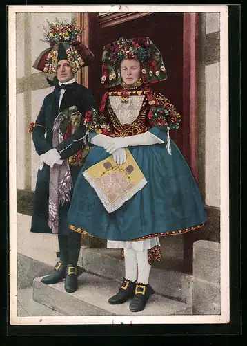 AK Schwälmer Brautpaar im Hochzeitsstaat