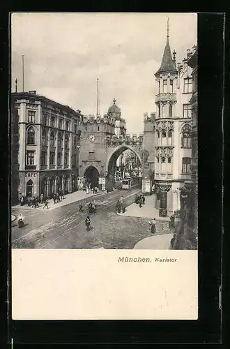 AK München, Karlstor mit Strassenbahn