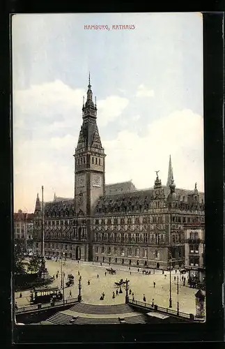 AK München, Das Rathaus mit der Strassenbahn