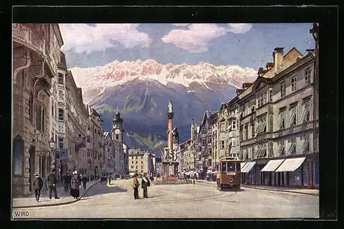 AK Innsbruck, Ortspartie mit Strassenbahn