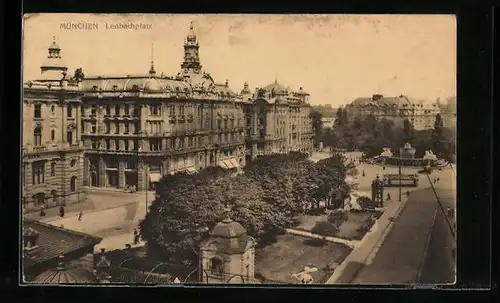 AK München, Lenbachplatz mit Strassenbahn