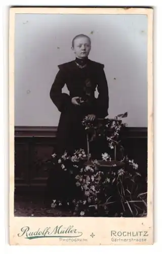 Fotografie Rudolf Müller, Rochlitz, Gärtnerstrasse, Junge Dame im Kleid