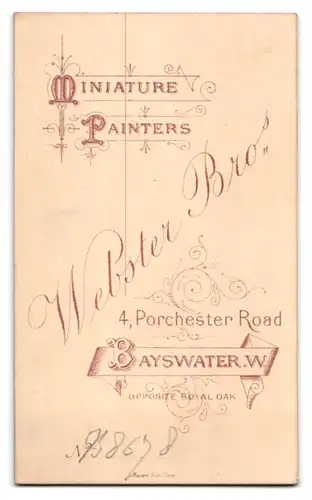 Fotografie Webster Bros, Bayswater, 4, Porchester Road, Junge Dame im Samtkleid