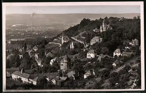 Fotografie Brück & Sohn Meissen, Ansicht Radebeul-Kötzschenbroda, Blick von der Friedensburg nach dem Ort