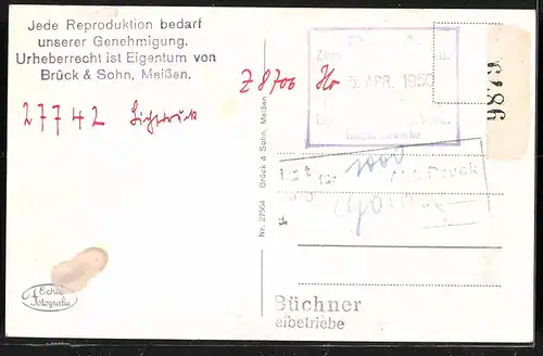 Fotografie Brück & Sohn Meissen, Ansicht Radebeul-West, Blick zum Gasthaus Friedensburg