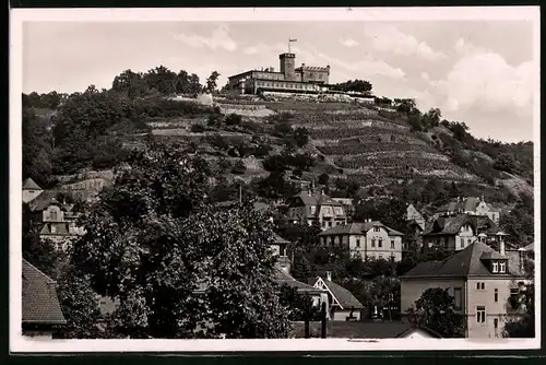 Fotografie Brück & Sohn Meissen, Ansicht Radebeul, Teilansicht des Ortes mit Blick zur Friedensburg