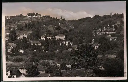 Fotografie Brück & Sohn Meissen, Ansicht Radebeul, Blick auf Wilhelmshöhe und Bilz-Sanatorium mit Weingut Hofmannsberg