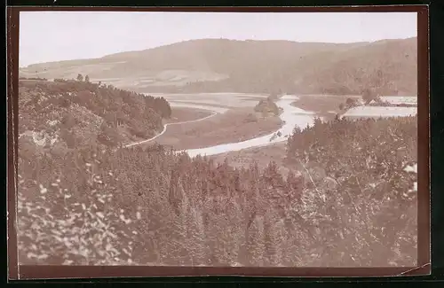 Fotografie Brück & Sohn Meissen, Ansicht Wechselburg / Mulde, Blick in das Muldental und zum Rochlitzer Berg