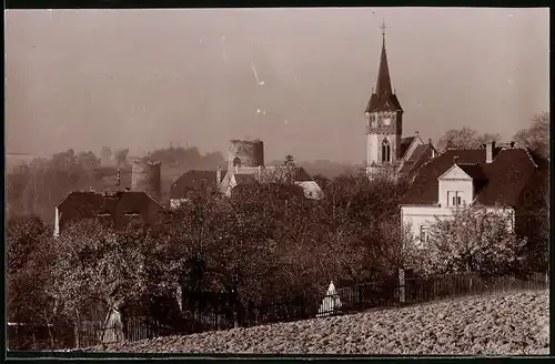 Fotografie Brück & Sohn Meissen, Ansicht Kohren, Blick auf die Kirche und Ruine