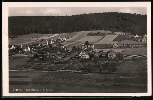 Fotografie Brück & Sohn Meissen, Ansicht Diesbar-Nieschütz, Blick über die Elbe auf den Ortsteil