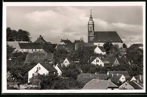 Fotografie Brück & Sohn Meissen, Ansicht Krögis, Ortspartie mit Blick zur Kirche