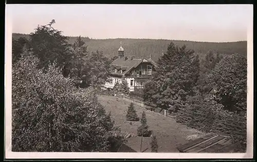 Fotografie Brück & Sohn Meissen, Ansicht Bärenfels im Erzg., Partie mit Blick zum Hotel Haus am Walde