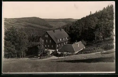 Fotografie Brück & Sohn Meissen, Ansicht Bärenfels i. Erzg., Blick nach dem alten Forsthaus