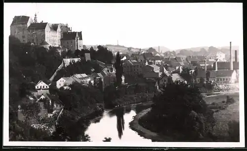 Fotografie Brück & Sohn Meissen, Ansicht Colditz i. Sa., Blick auf die Stadt mit dem Schloss