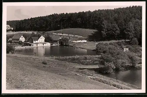 Fotografie Brück & Sohn Meissen, Ansicht Hetzdorf, Blick auf das Freibad Bad Sumpfmühle