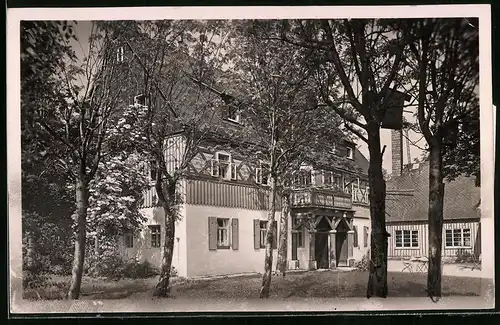 Fotografie Brück & Sohn Meissen, Ansicht Schellerhau i. Erzg., Partie an der Gaststätte Gebirgshof